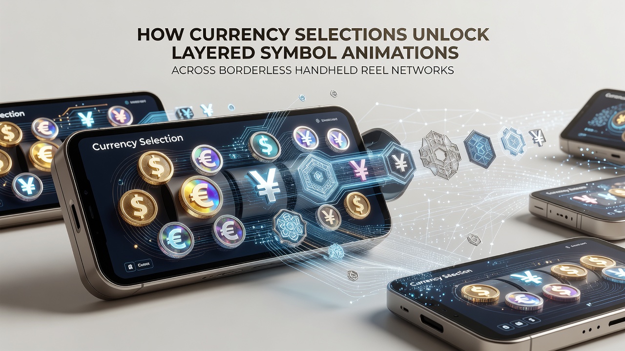 Close-up of animated reel symbols on a mobile screen showing currency-triggered visual layers in an international handheld network
