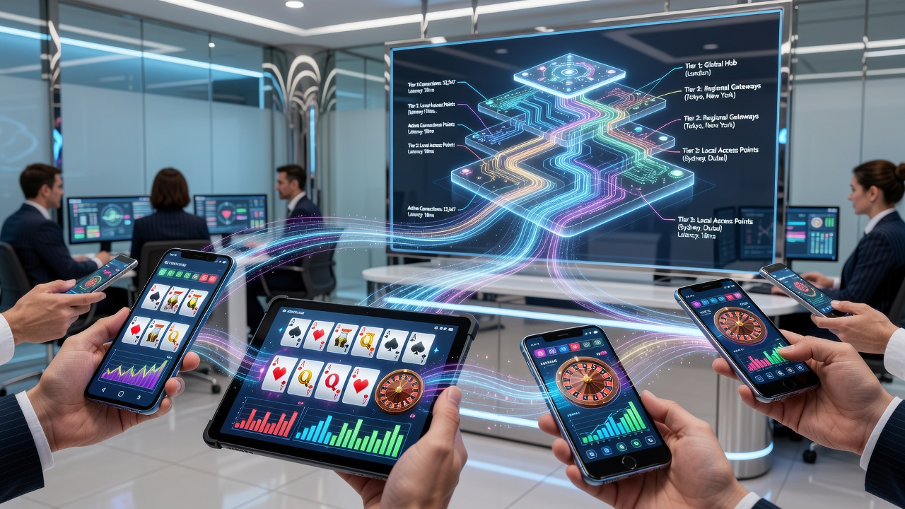 Mobile device displaying animated slot symbols with tiered loyalty indicators on screen