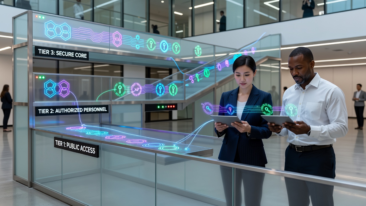 Illustration of interconnected tier levels in wagering networks with animated mobile interfaces