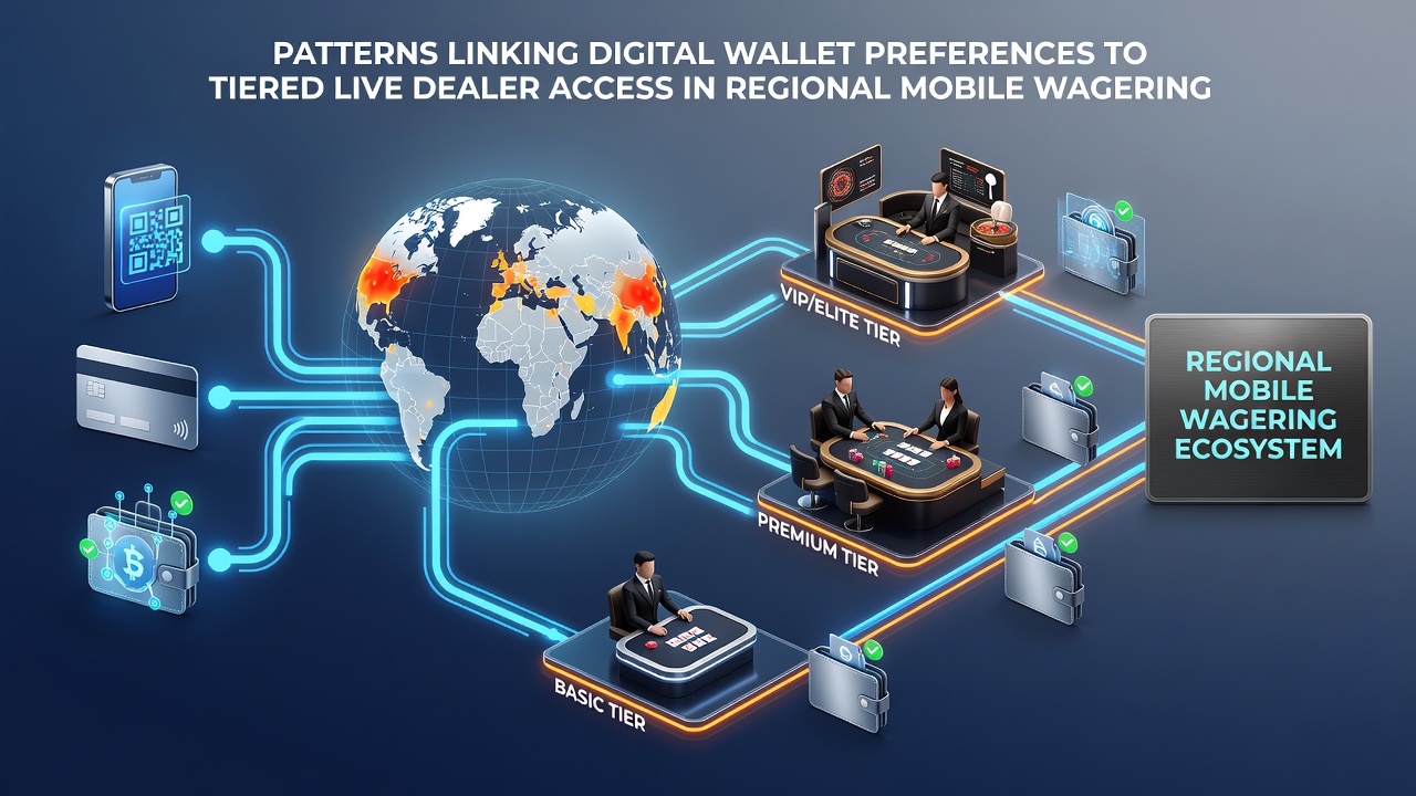 Data visualization chart showing correlations between digital wallet types and live dealer tier progression rates across regions