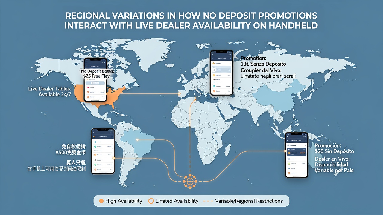 Comparison chart showing regional differences in mobile live dealer bonus eligibility across major markets