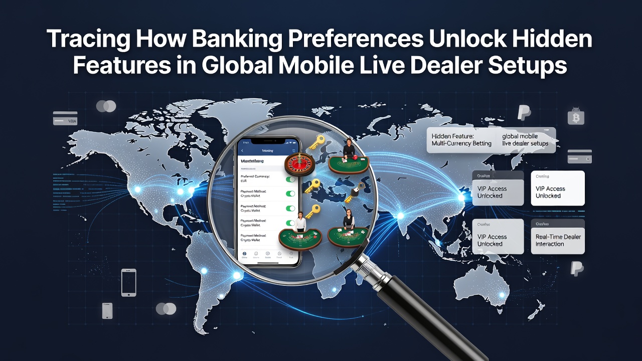 Mobile live dealer interface showing banking options and exclusive table features